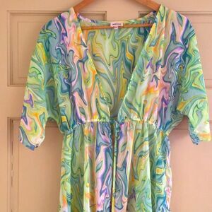 Dizzire Retro Colorful Swimsuit Coverup